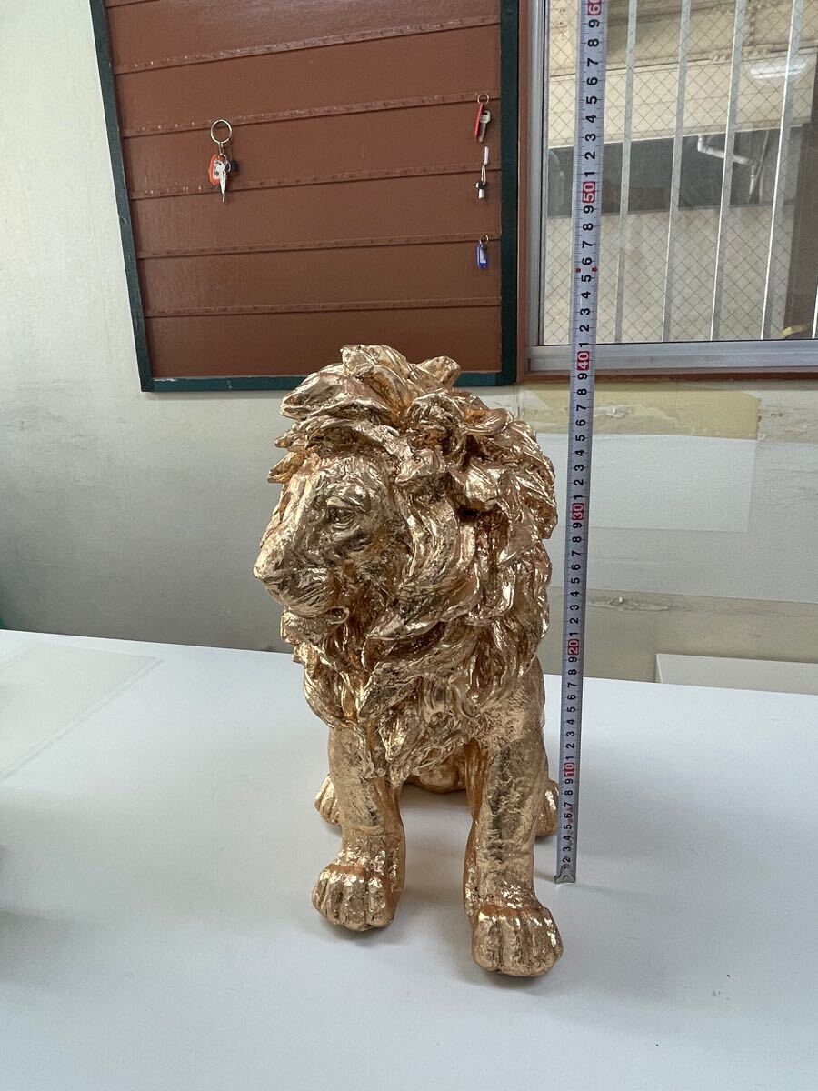 ライオン置物 インテリア オブジェ 金箔 - 洋風 ライオン置物 インテリア オブジェ 金箔 - 洋風