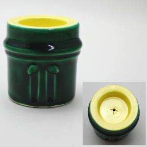 茶道具 蓋置 交趾焼き 竹節 加賀瑞山作 交趾焼き 交趾 茶道