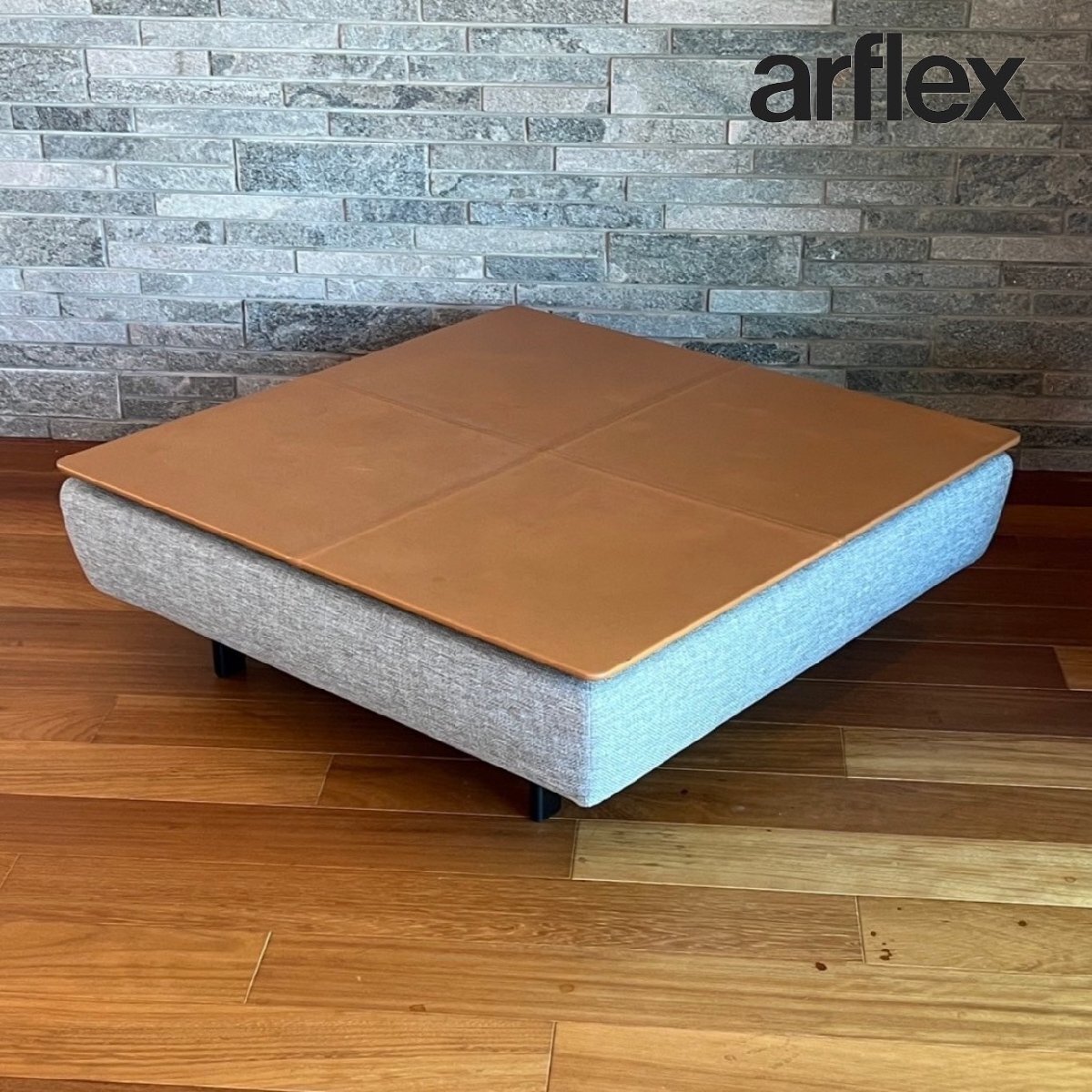 モデルルーム展示品 arflex アルフレックス mio /ミオ テーブル 90T センターテーブル サイドテーブル 革張り ペニンシュラ/C5833