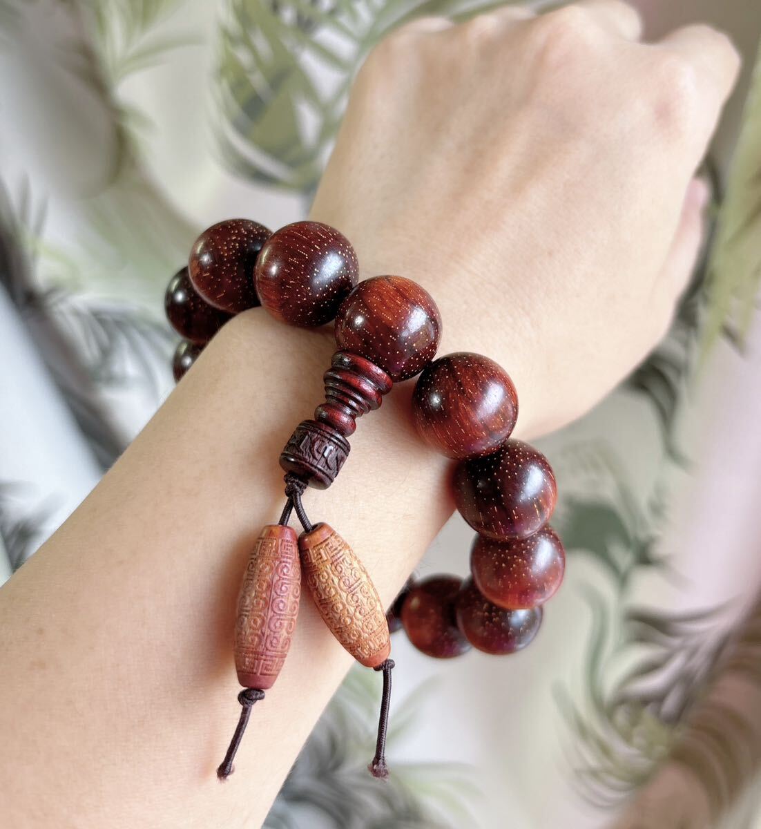 小叶紫檀 18mm ビーズブレスレット Amazon | ブレスレット 木製 ブレスレット チェーン 小葉紫檀