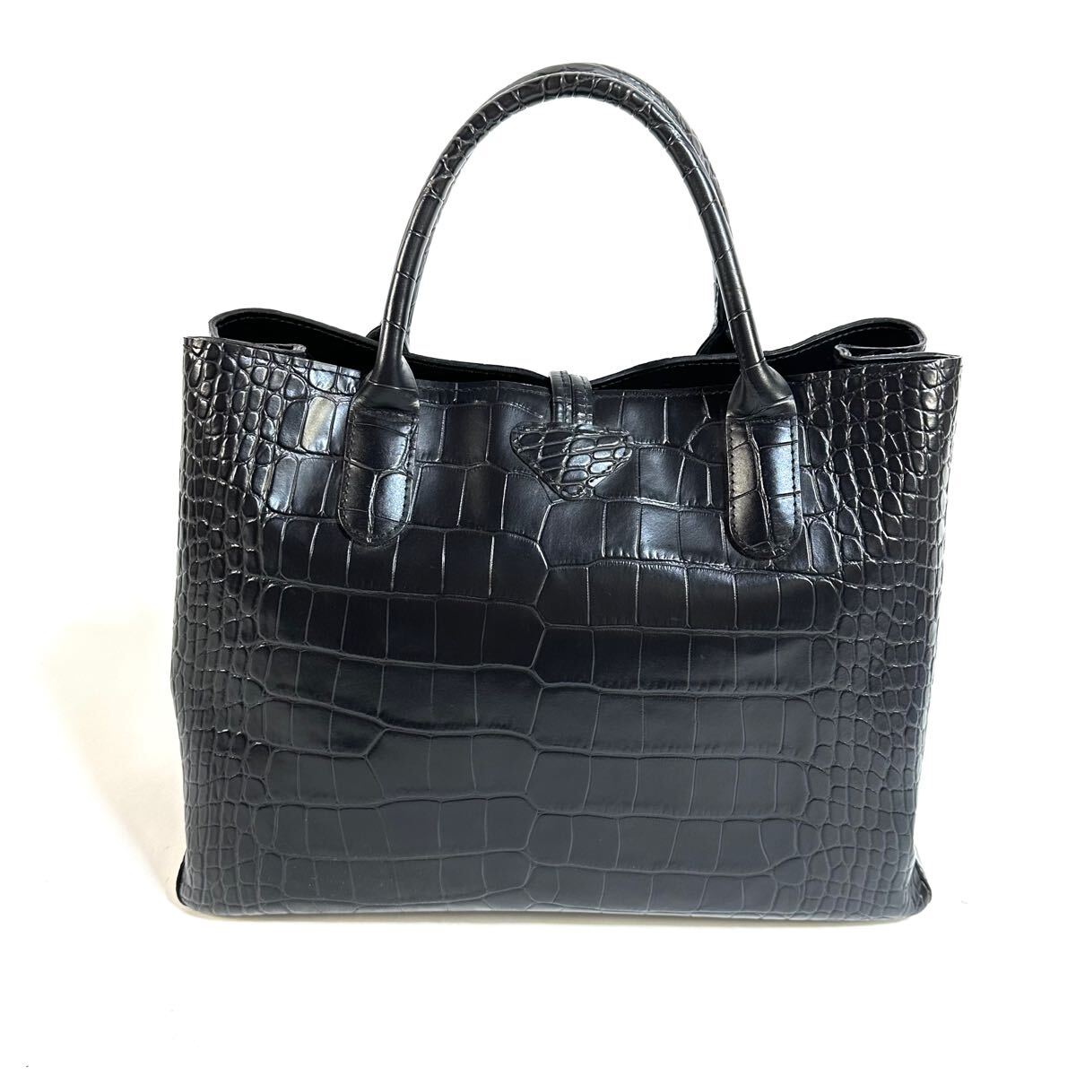 美品】LONGCHAMP ロンシャン ロゾ クロコ 型押し トートバッグ 美品】LONGCHAMP ロンシャン ロゾ クロコ 型押し トートバッグ