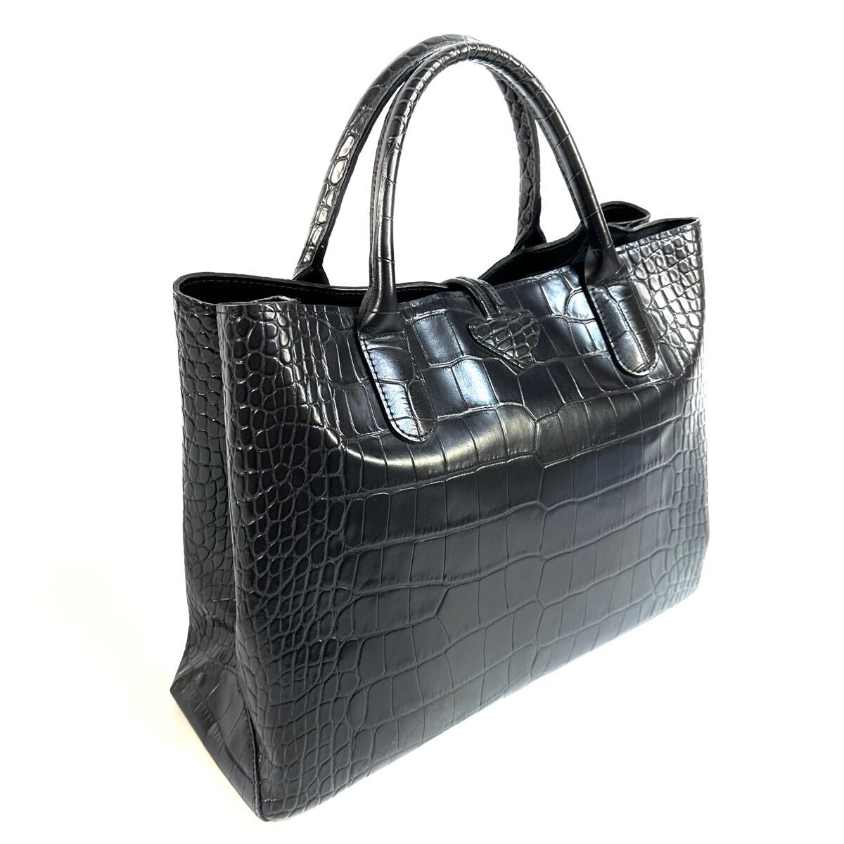 美品】LONGCHAMP ロンシャン ロゾ クロコ 型押し トートバッグ 美品】LONGCHAMP ロンシャン ロゾ クロコ 型押し トートバッグ