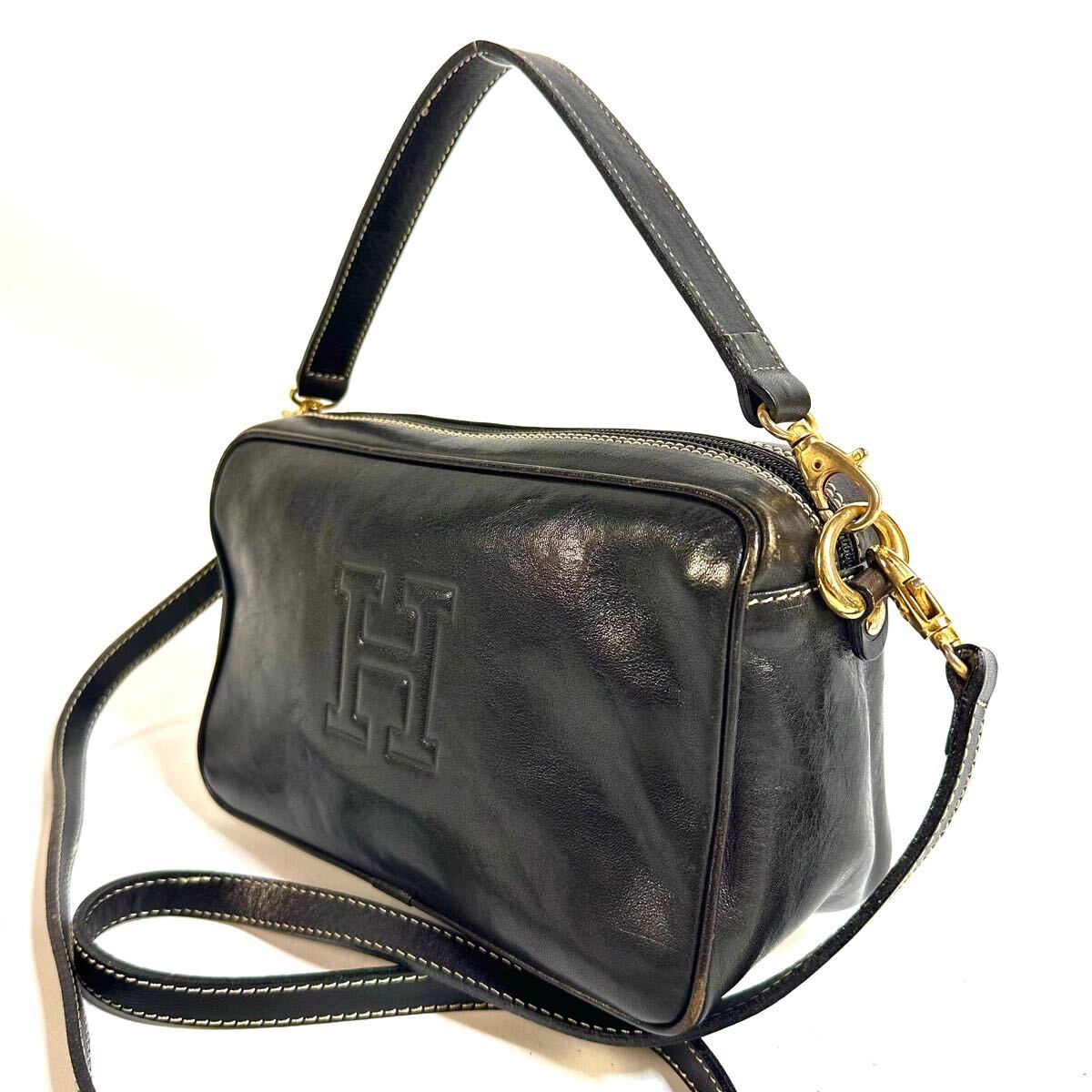 美品】HIROFU ヒロフ 2way レザー ハンドバッグ 斜め掛け 美品】HIROFU ヒロフ 2way レザー ハンドバッグ 斜め掛け