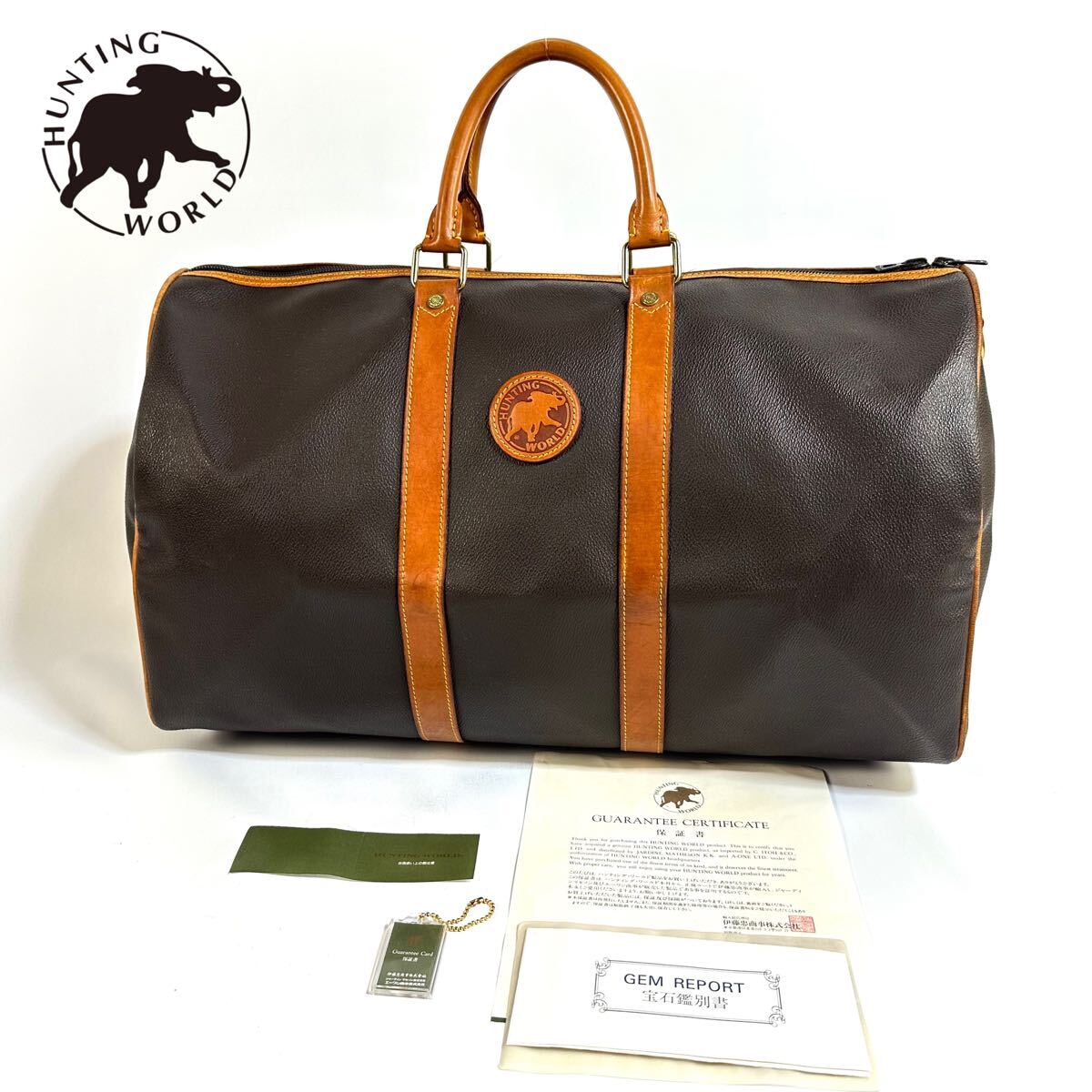美品】HUNTING WORLD ハンティング ワールド PVC レザー 大容量 美品】HUNTING WORLD ハンティング ワールド PVC レザー 大容量