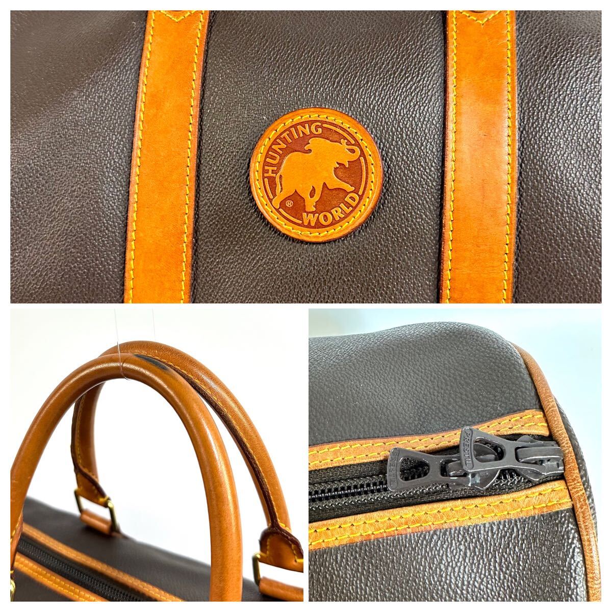 美品】HUNTING WORLD ハンティング ワールド PVC レザー 大容量 美品】HUNTING WORLD ハンティング ワールド PVC レザー 大容量