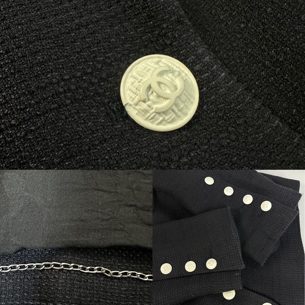 【シンプル】CHANEL コットン×シルク ジャケット 25P 美品】CHANEL シャネル シルク コットン シングル テーラード