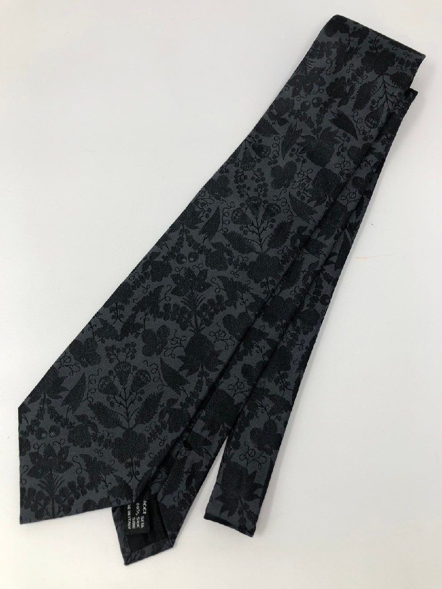 ◆GUCCI グッチ ネクタイ シルク100％ 花柄 ブラック系 中古◆13092★