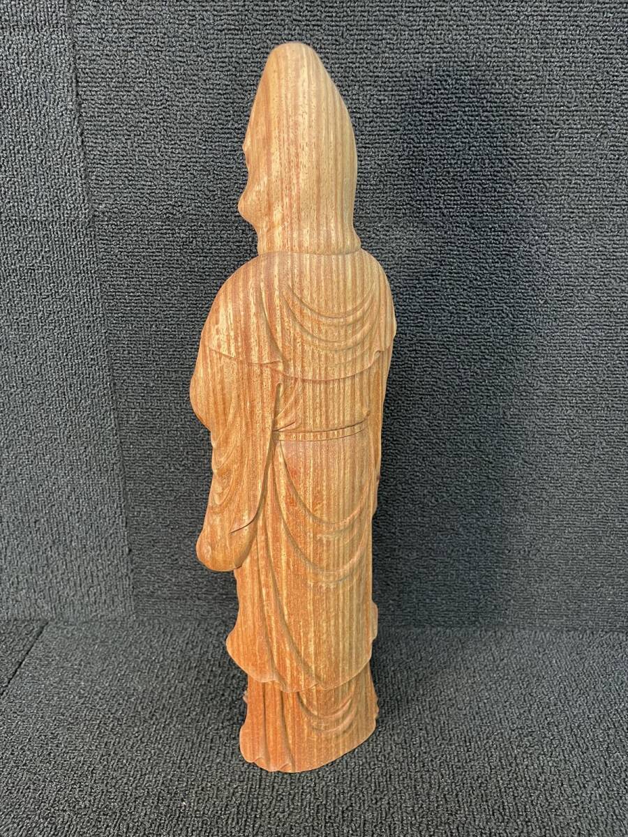 まごころ堂 寺院収集品の観音像 木製 一刀彫 高さ42㎝ 幅12㎝(V まごころ堂 寺院収集品の観音像 木製 一刀彫 高さ42㎝ 幅12㎝(V