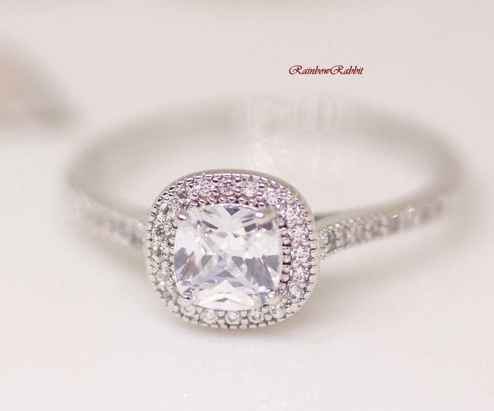 *18K RGP platinum diamond CZ one bead fine quality ring yu1179e