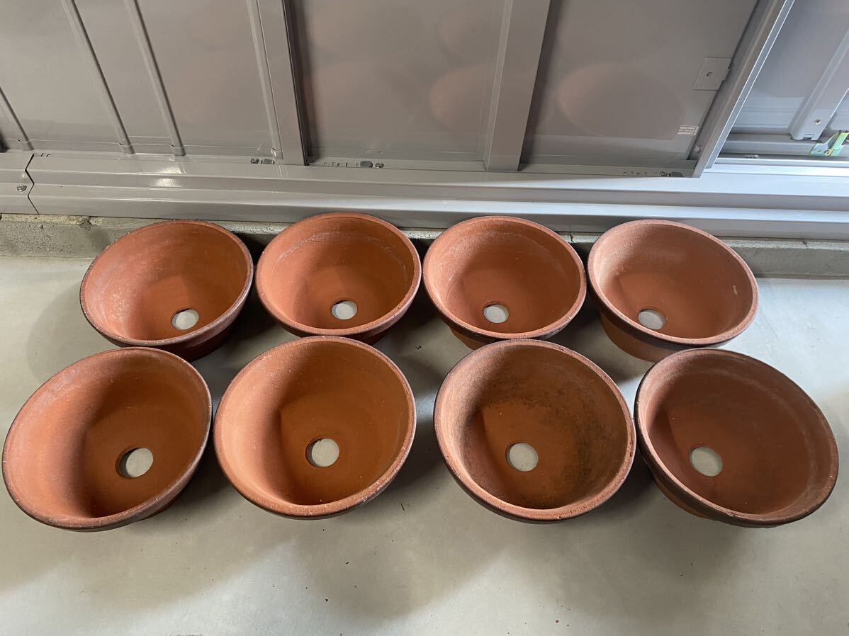 植木鉢　素焼き　8号　8点セット　観葉植物　多肉植物　山野草　草花　花　雑木　松盆栽　盆栽　ガーデニング　園芸　ミニ盆栽　鉢　盆栽鉢