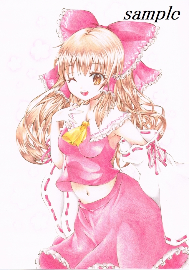 444 同人手描きイラスト 東方Project 博麗霊夢 A4サイズ 5点