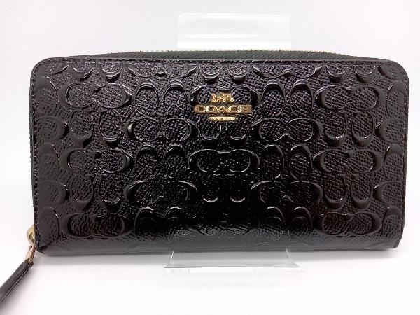 COACH F54805 ラウンドファスナー長財布 ブラック
