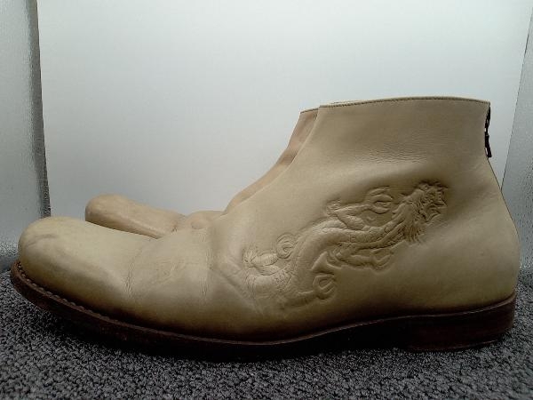 ZINTALA ジンターラ レザーブーツ サイズ6 アイボリー 白系 龍柄 ドラゴン柄 メンズ