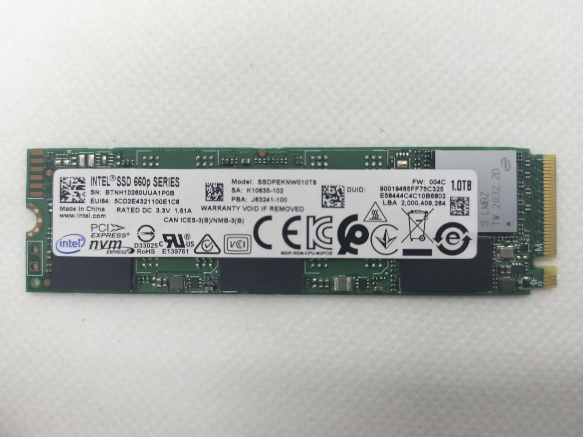 ◆◇【中古動作品】SSD INTEL SSDPEKNW010T8 1TB M.2 NVMe 2280◇◆