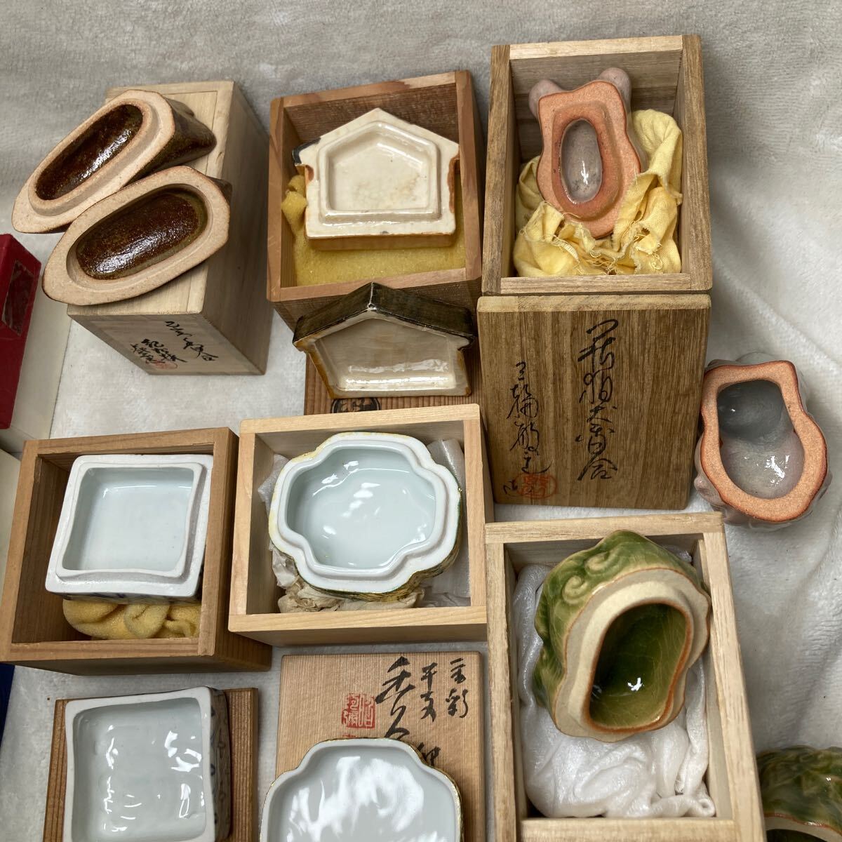 茶道具　織部焼　香合　書付箱　C　5093 茶道具 織部焼 香合 書付箱 C 5093 - メルカリ