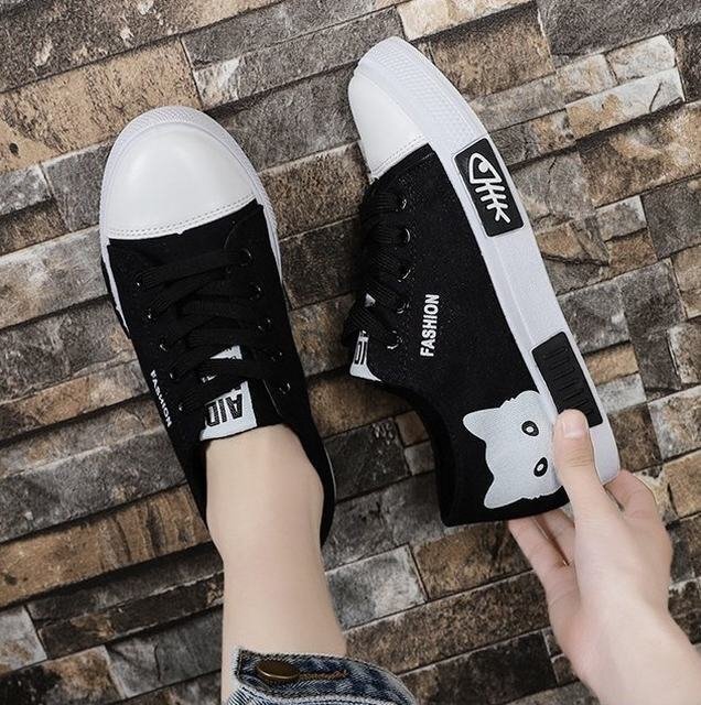  sneakers lady's shoes shoes slip-on shoes canvas low cut ..... design light weight ventilation summer cat black 24.5cm