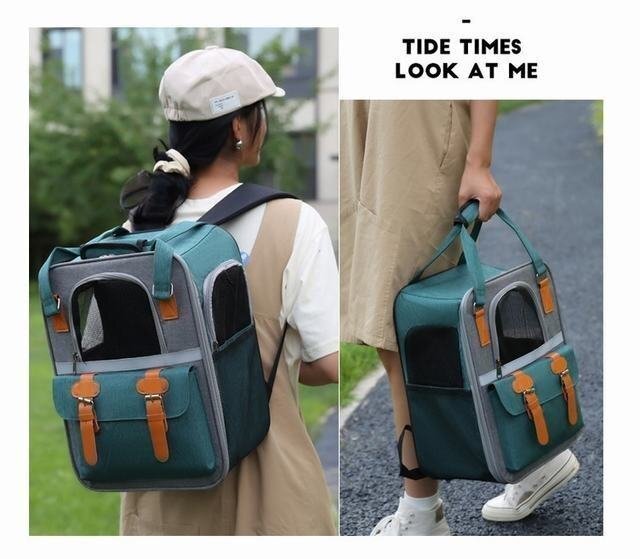  pet bag pet back small size dog cat carry bag going out pet Carry light four season combined use . rain combined use stylish green 