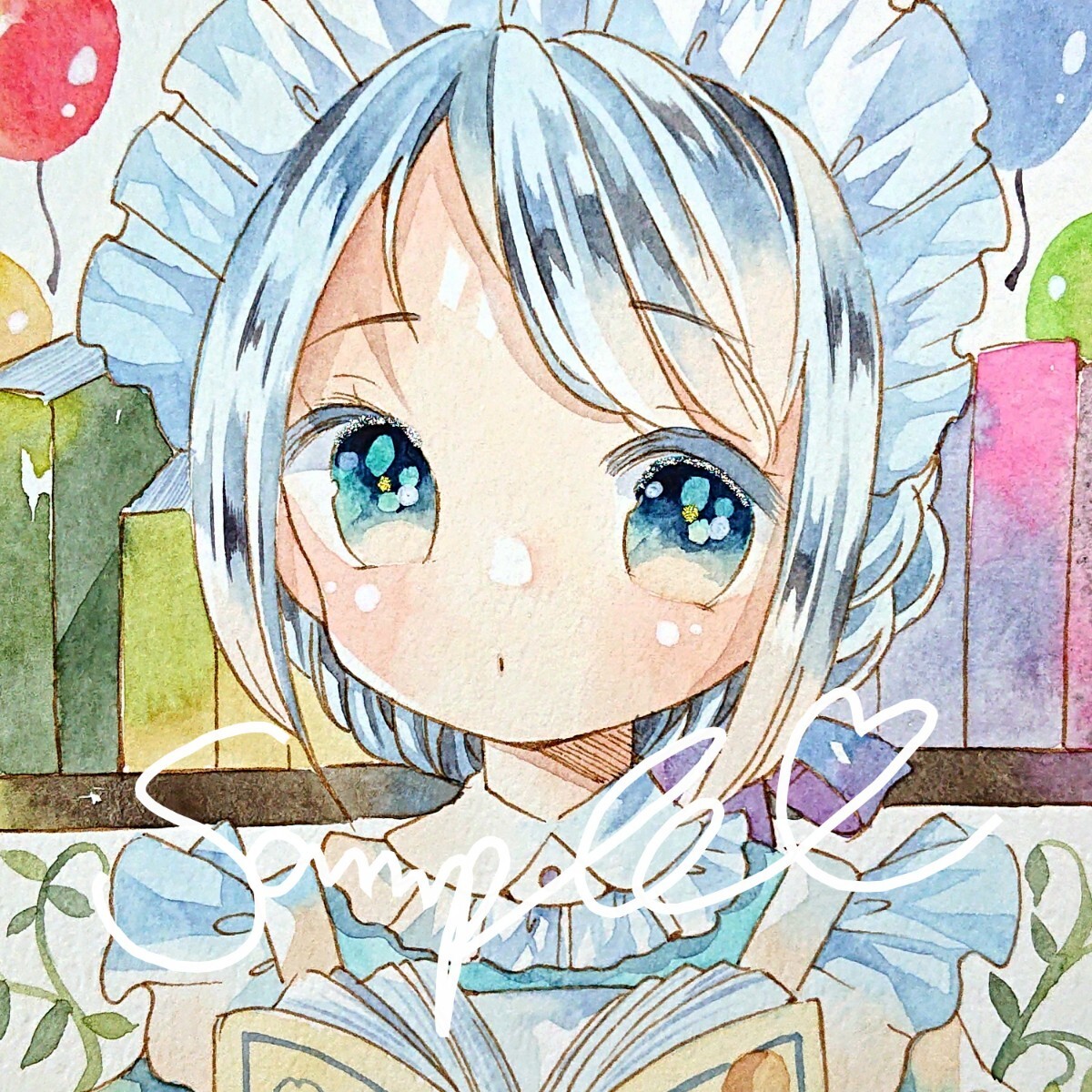 手描きイラスト オリジナル ハガキサイズ 透明水彩 女の子 手描きイラスト オリジナル ハガキサイズ 透明水彩 女の子