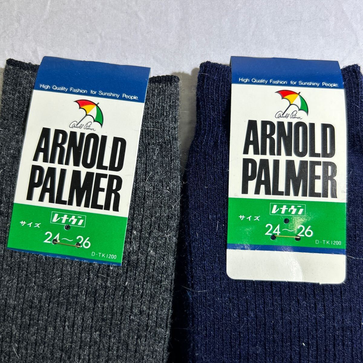 ★未使用品★24~26cm★ ARNOLD PALMER 靴下 アーノルドパーマー 刺繍 2足セット ロゴ ソックス レナウン メンズ 紳士 傘 (09156C
