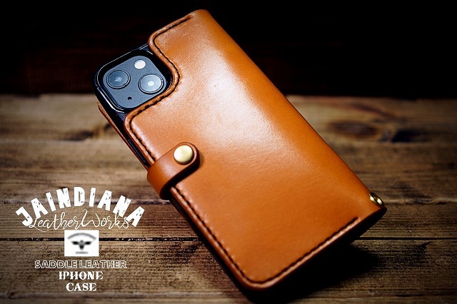 iPhone15ケース 手縫い サドルレザー キャメル (iPhone15pro iPhone15ケース 手縫い サドルレザー キャメル (iPhone15pro