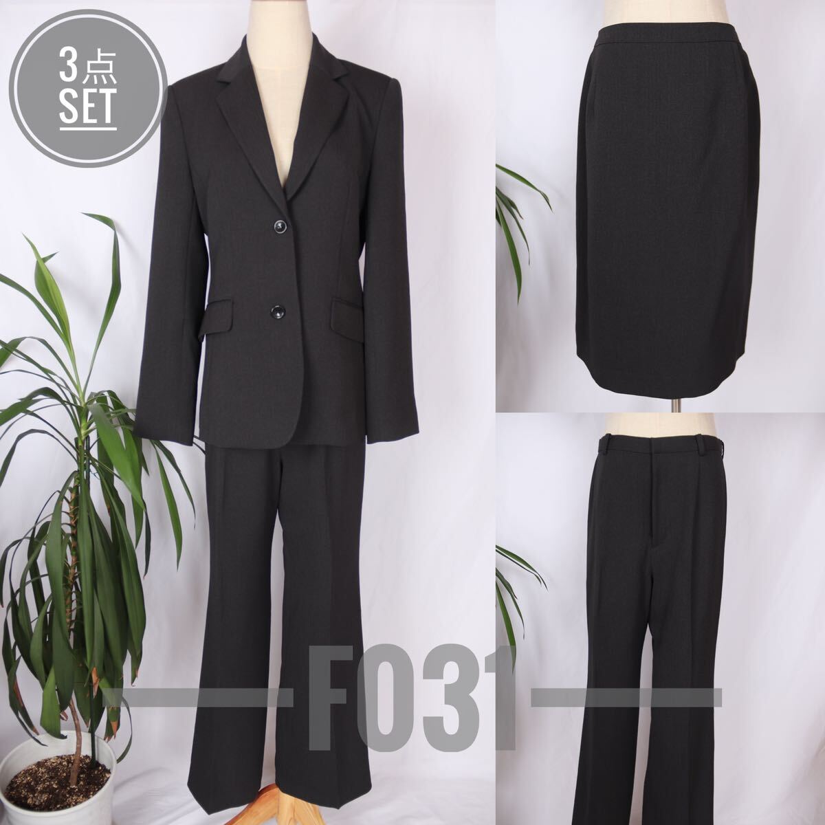 f031 CELEB-IST スーツ３点セット ジャケット スカート パンツ ブラックフォーマル 黒 11