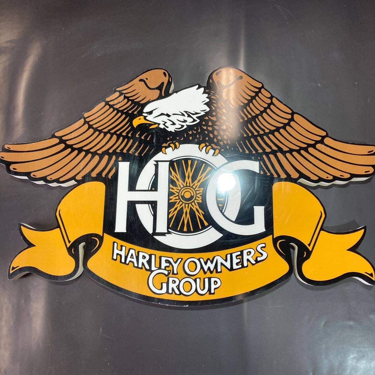 HOG ハーレーオーナーズグループ大型看板　90cm×55cm×3cm 当時物　現品かぎり！