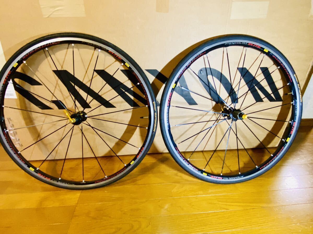 MAVIC Ksyrium Elite クリンチャーフロントホイール&タイヤ Mavic Ksyrium Elite アルミ リムブレーキ タイヤ幅23mm