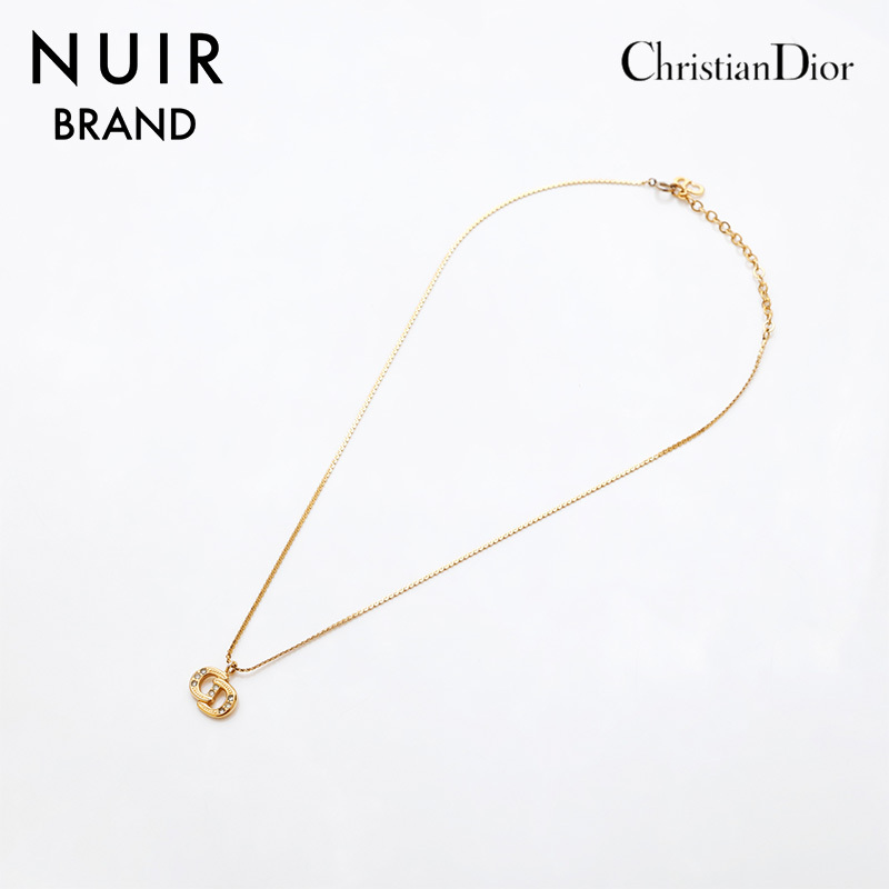  Christian Dior Christian Dior колье Vintage CD Logo стразы Gold 