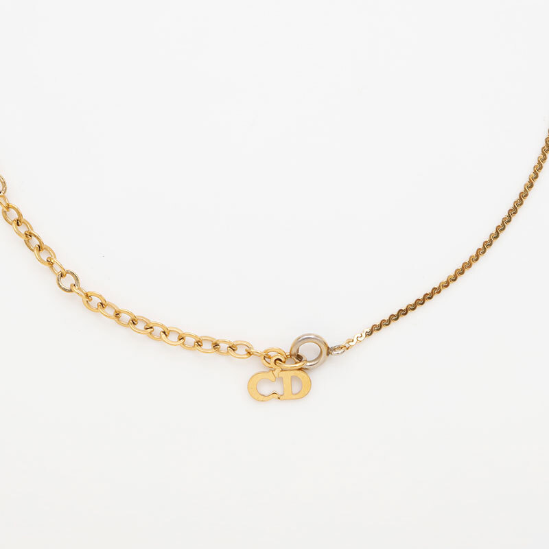  Christian Dior Christian Dior колье Vintage CD Logo стразы Gold 