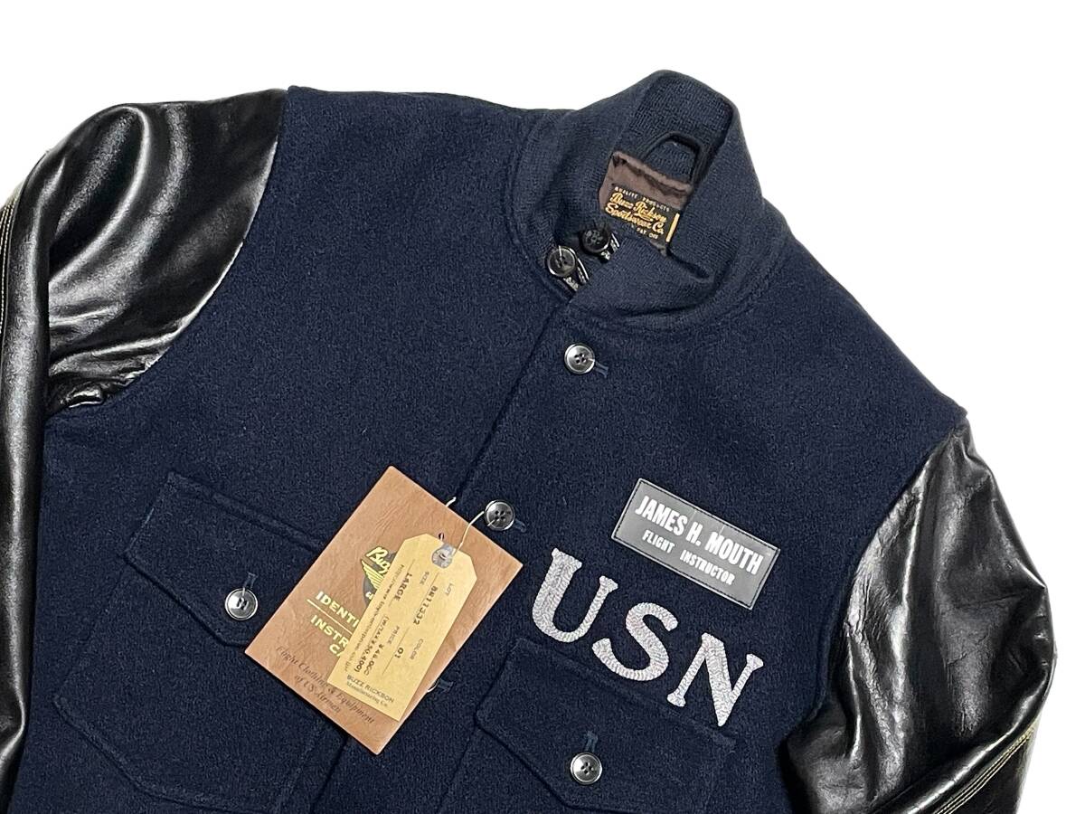 未使用品 L BUZZ RICKSON'S バズリクソンズ BR11332 U.S.NAVY FLIGHT INSTRUCTOR JACKET フライト ジャケット 袖レザー ホースハイド 馬革