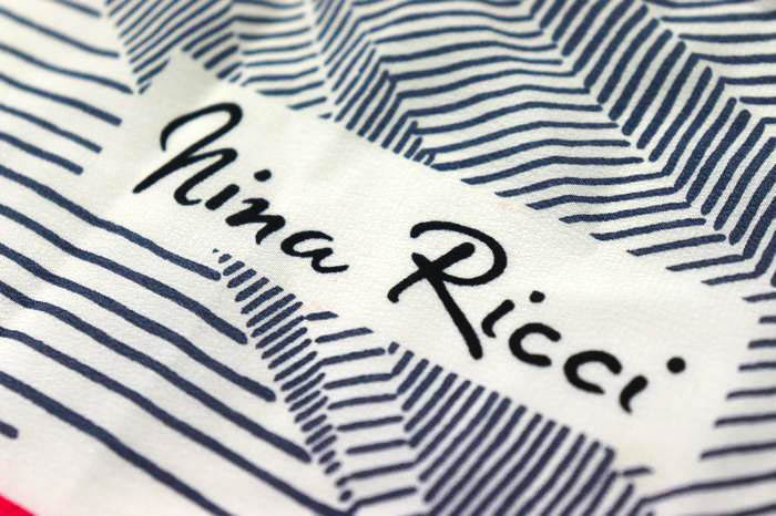  Nina Ricci scarf total pattern brand small articles lady's white × navy × pink NINA RICCI