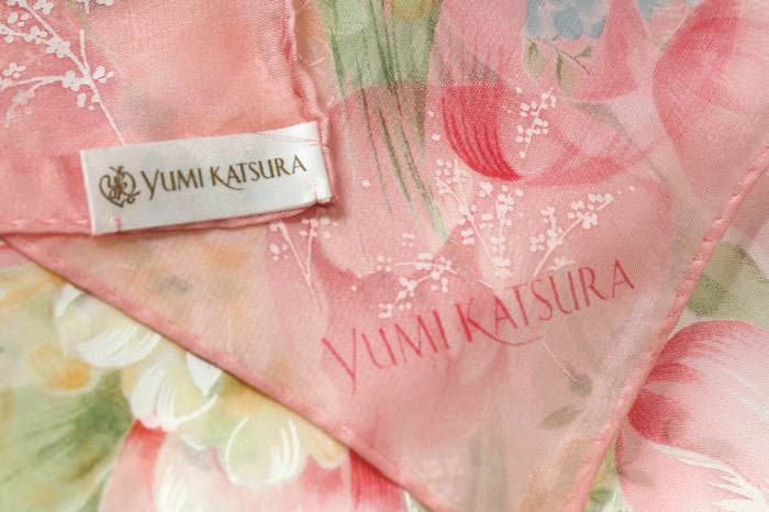 yumikatsula scarf floral print silk brand small articles lady's pink × white × yellow YUMI KATSURA