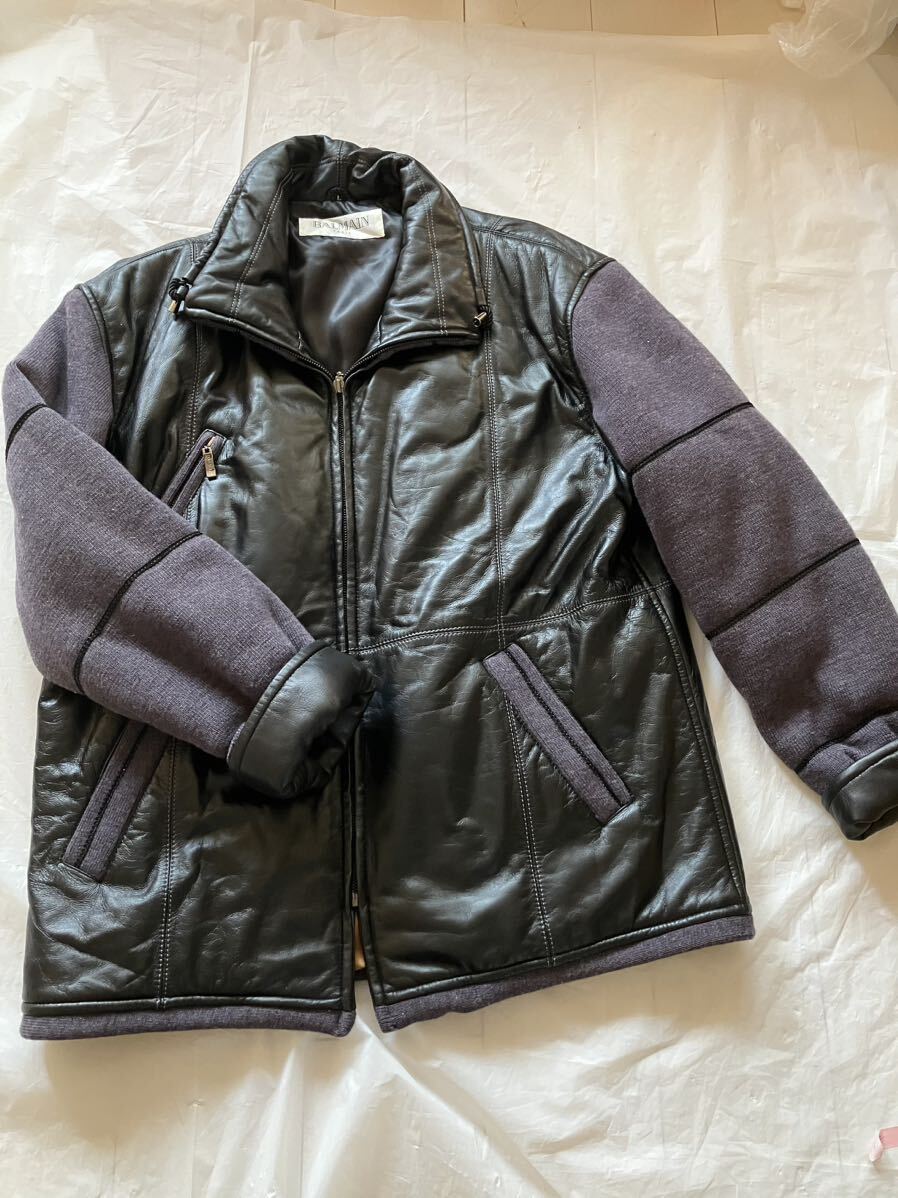 1円スタート BALMAIN バルマン レザー切り替え ウール袖 1円スタート BALMAIN バルマン レザー切り替え ウール袖