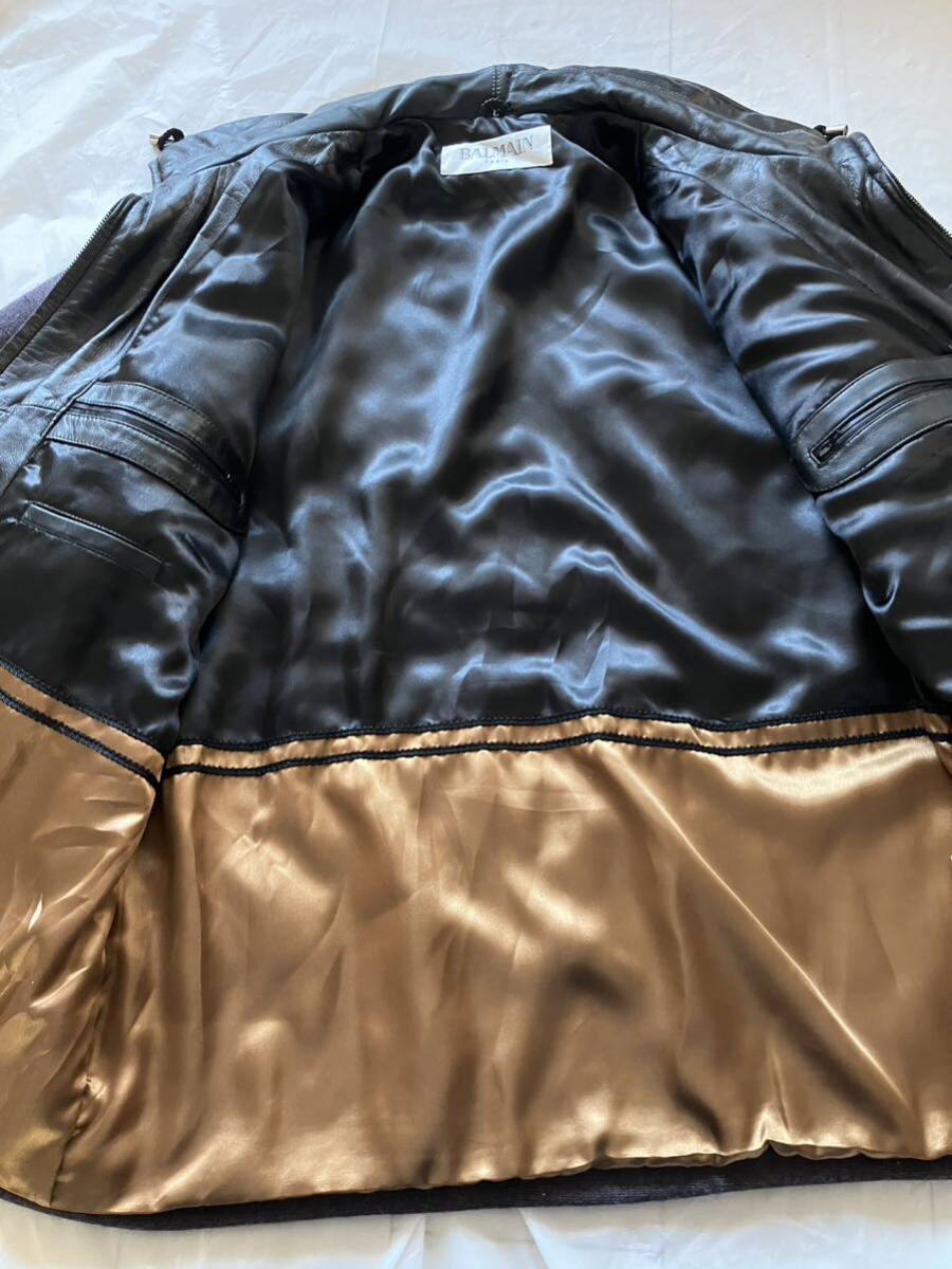 1円スタート BALMAIN バルマン レザー切り替え ウール袖 1円スタート BALMAIN バルマン レザー切り替え ウール袖