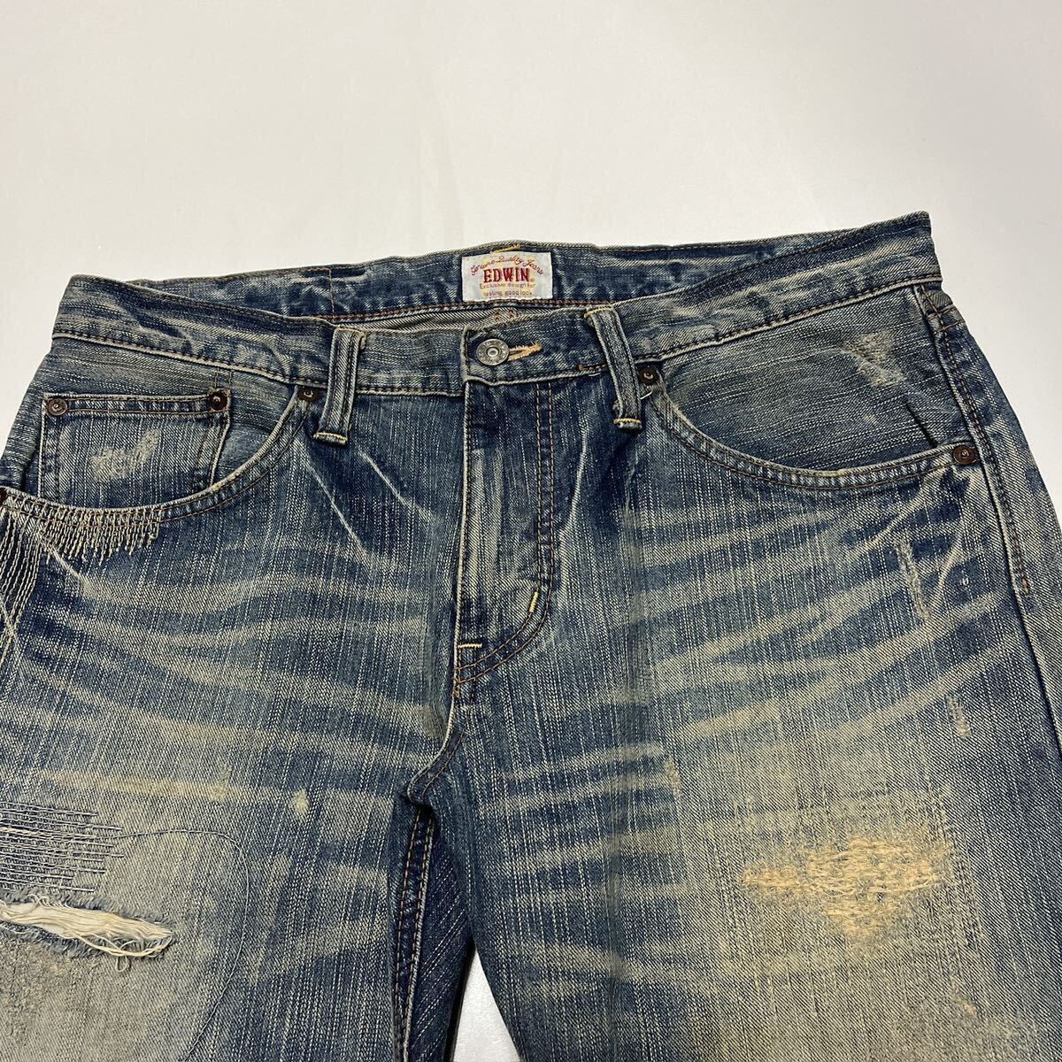 EDWIN Edwin 403XV Denim брюки джинсы повреждение ремонт обработка W34