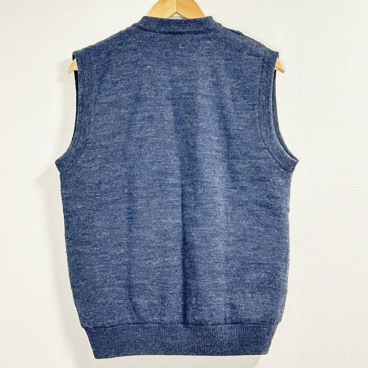  beautiful goods * protection against cold * [ST. CAROL] Caro ruV neck the best cardigan knitted front opening inside cotton plant quilting men's blue group blue M /Y17598TT