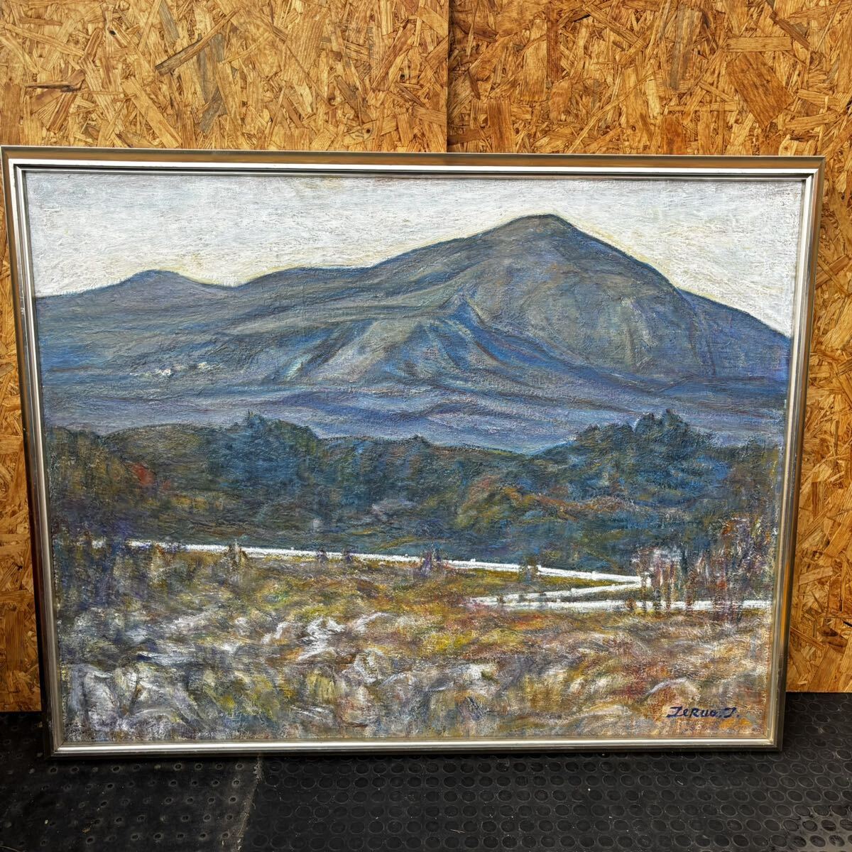 s0910604 引き取り限定 絵画 油絵 高橋照夫 ガードレールと s0910604 引き取り限定 絵画 油絵 高橋照夫 ガードレールと