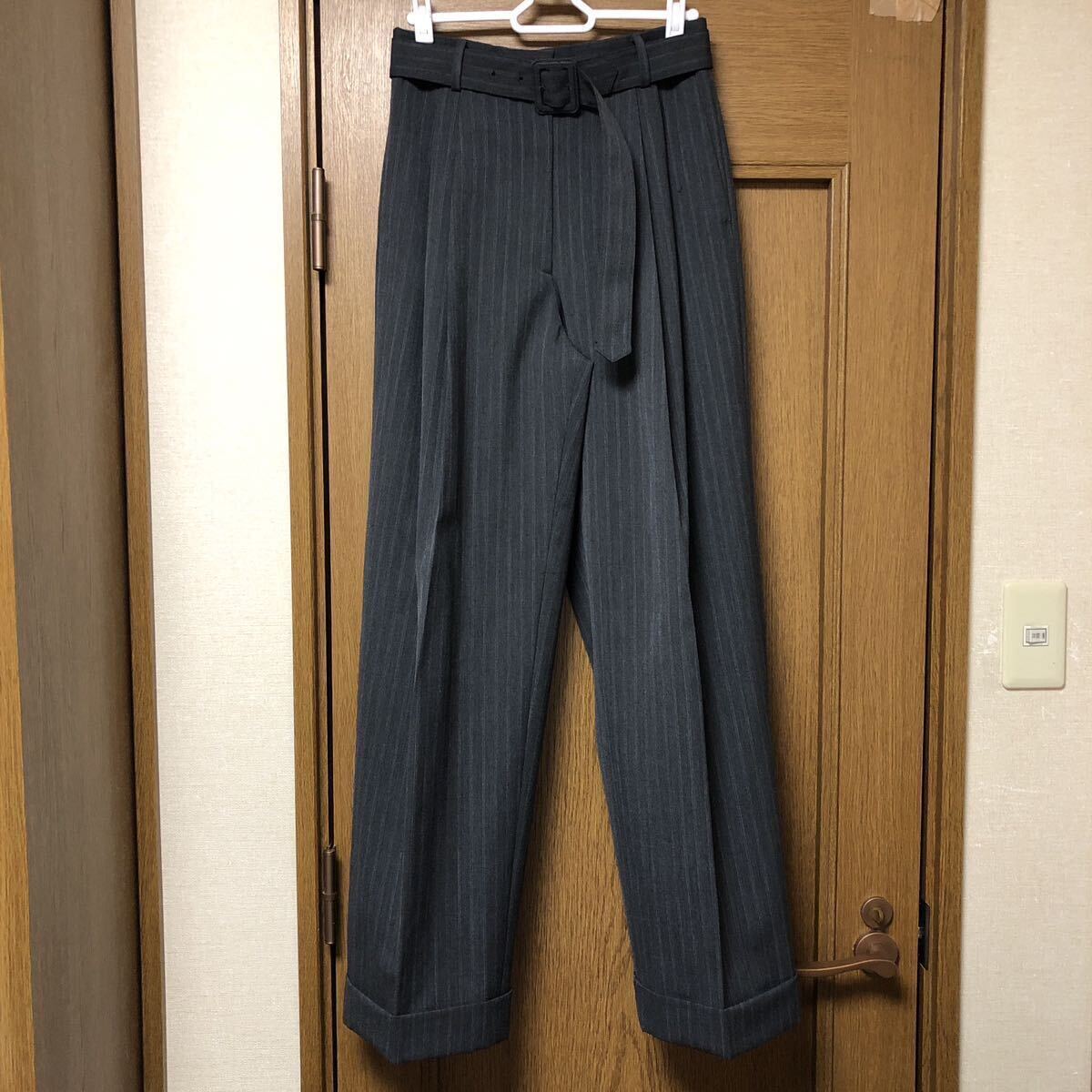 DRIES VAN NOTEN 2019AW ドリスヴァンノッテン 19AW ベルテッド ワイド タック パンツ スラックス トラウザーズ ベルト付 セットアップ