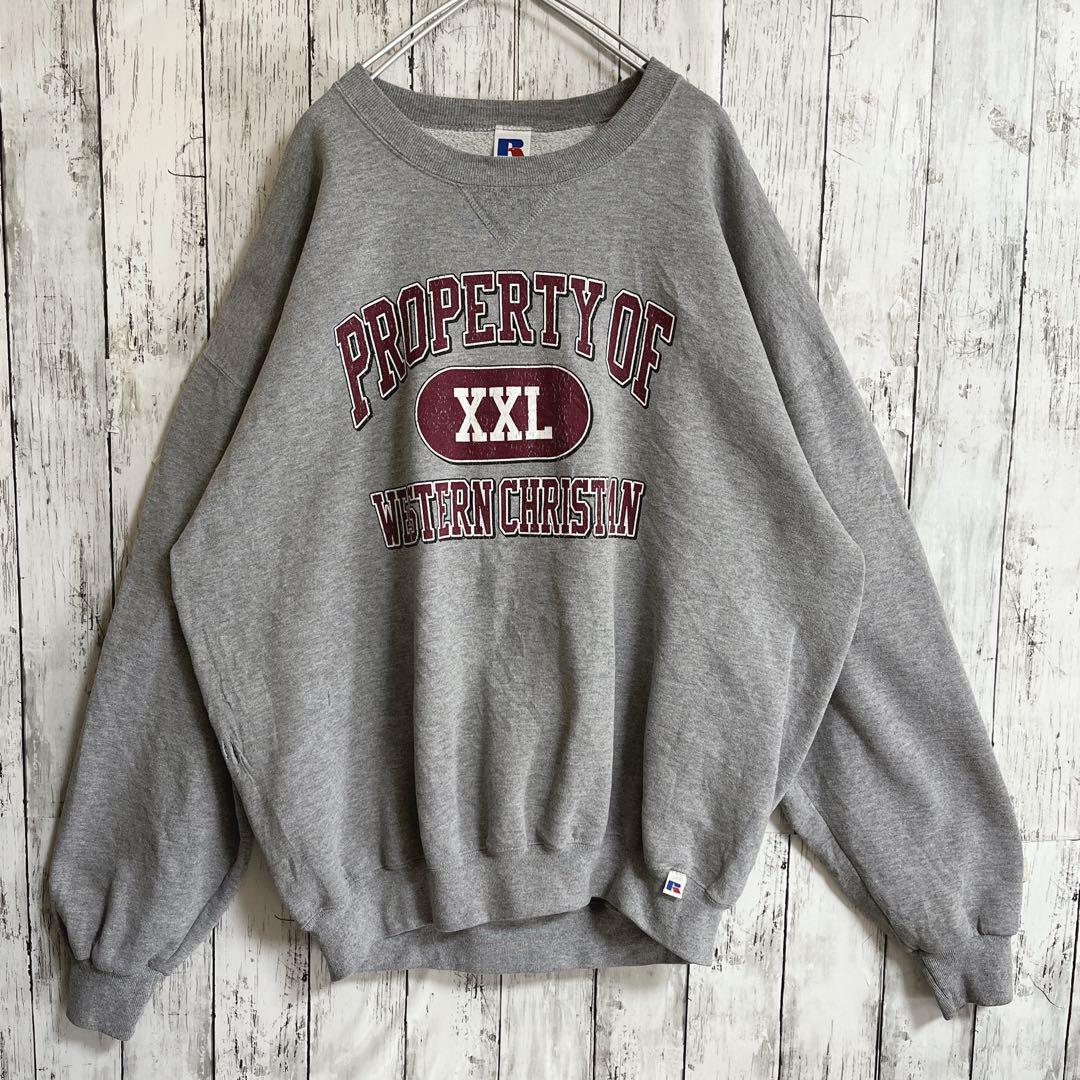 90's RUSSELL ラッセル スウェット トレーナー 2XL グレー 前V 90's RUSSELL ラッセル スウェット トレーナー 2XL グレー 前V