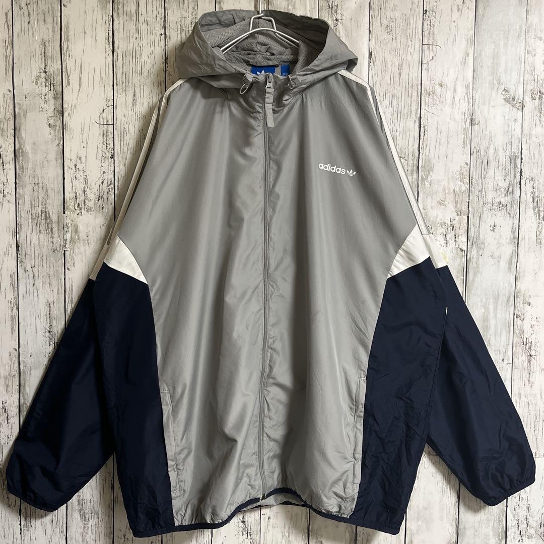 65%OFF【送料無料】 アディダス adidas ナイロンジャケット トレフォイル グレー 2XL ウインドブレーカー