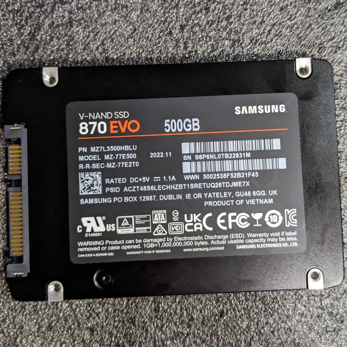 SAMSUNG 870 EVO 500GB [2 5インチ SATA 7mm厚 TLC 健康状態 99 SAMSUNG 870 EVO 500GB [2 5インチ SATA 7mm厚 TLC 健康状態 99
