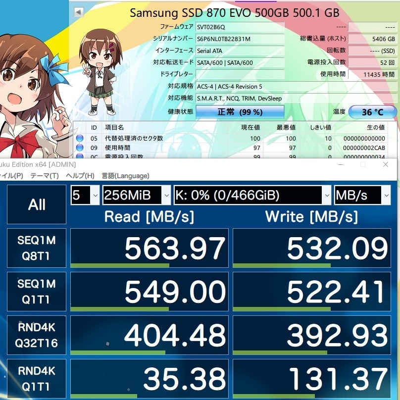 SAMSUNG 870 EVO 500GB [2 5インチ SATA 7mm厚 TLC 健康状態 99 SAMSUNG 870 EVO 500GB [2 5インチ SATA 7mm厚 TLC 健康状態 99