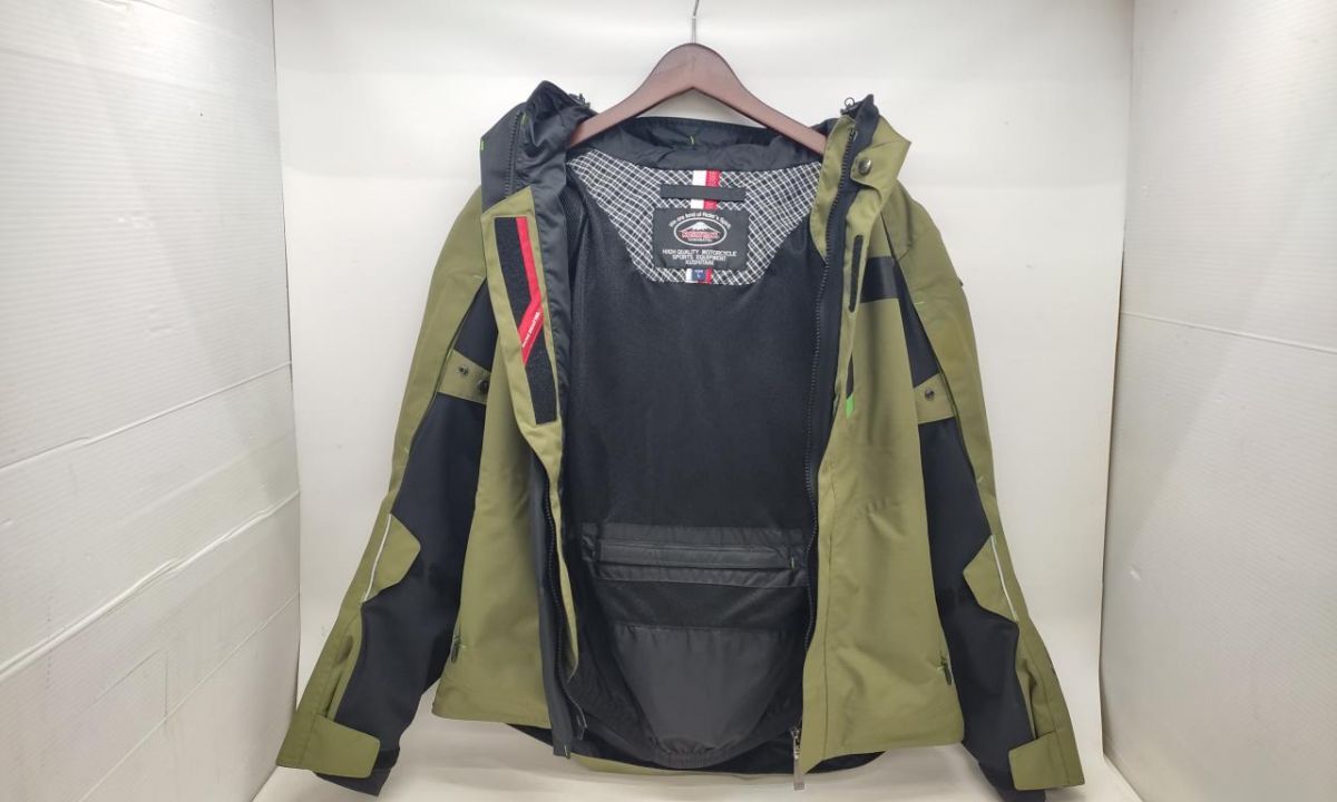 【中古良品】 KUSHITANI ＆ Kawasaki アロフトフードジャケット インナーセット Lサイズ カーキ クシタニ カワサキ ◆3117/登呂バザール店