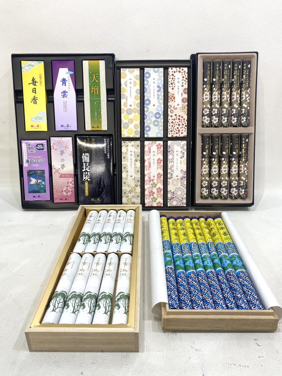 R4I747◆新古品◆高級線香 まとめ売り◆ 淡墨の桜 香樹林日本香堂 玉和堂 カメヤマなど 進物用お線香 お線香 桐箱 黒箱 紙箱 合計5箱セット