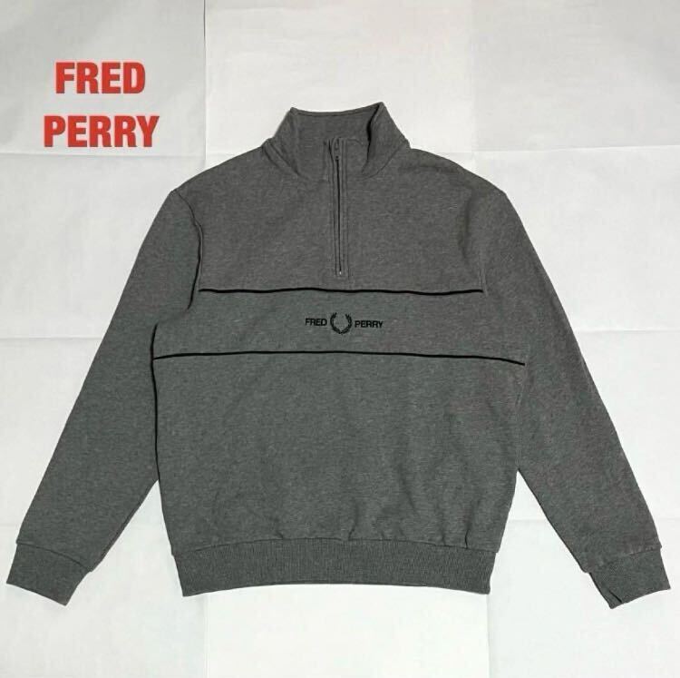 【人気】FRED PERRY　フレッドペリー　ハーフジップスウェット　月桂樹(shù)ロゴ　刺繍ロゴ　ブランドロゴ　ユニセックス　インポート　M9592