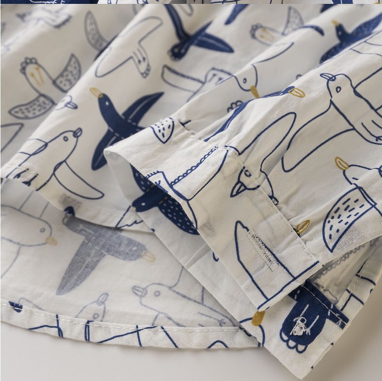 *:.*: .レディース長袖シャツ 可愛いカモメ柄 衿刺しゆういり 綿100%素材 肌触りいい 通気性いい トップス ブラウス 紺色_画像6