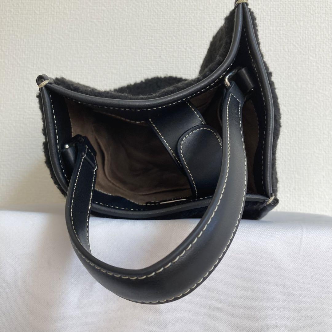 the dilettante　ザ　ディレッタント　ハンドバッグ　レディース　レザー ハンド　バッグ ブラック　黒　バケツ型　フェイク　ボア