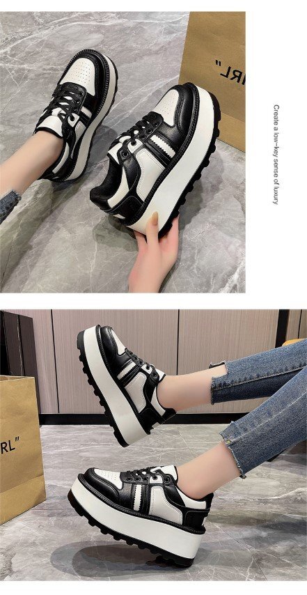  lady's sneakers cord shoes shoes thickness bottom style up elasticity low cut black legs length 23.0cm(36) white 