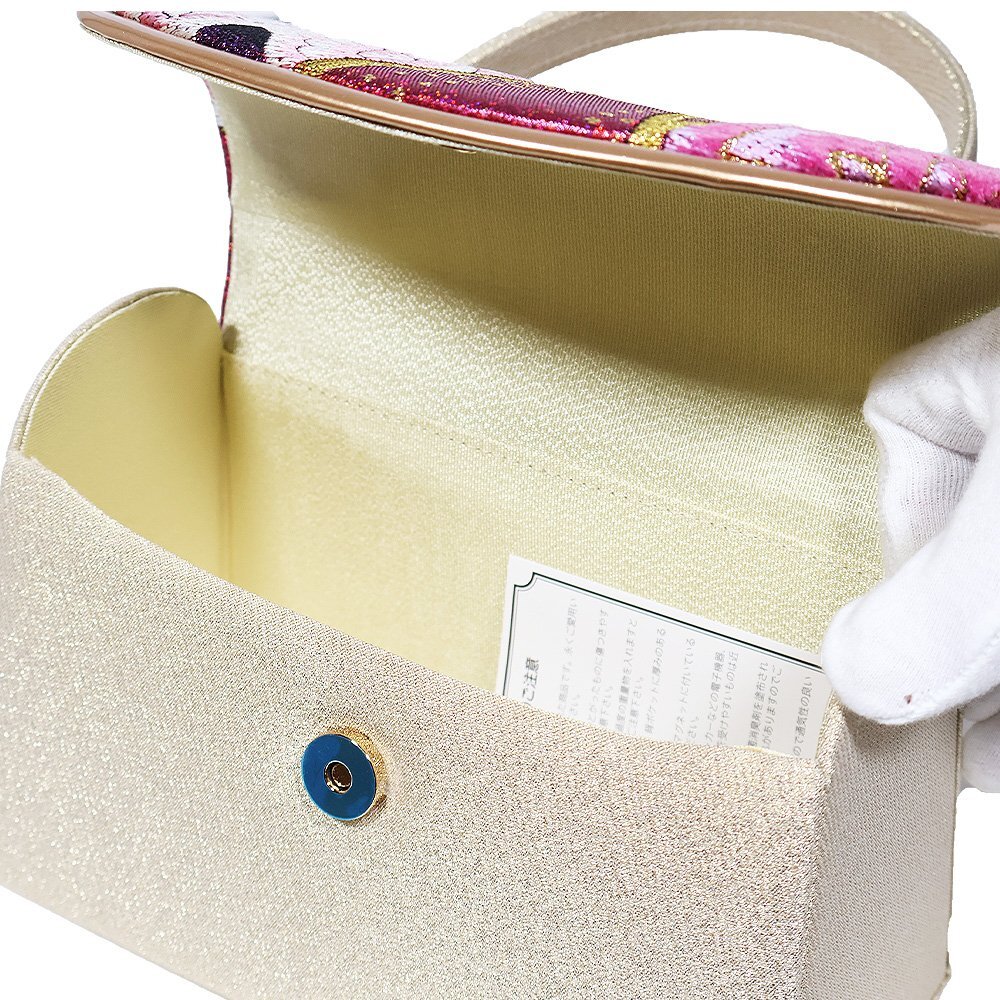 振袖用 草履 バッグ セット 正絹 帯地 ローズピンク 金 黒 薔薇 Fサイズ S10460 新品 日本制 成人式 レディース シルク ギフト 送料込み