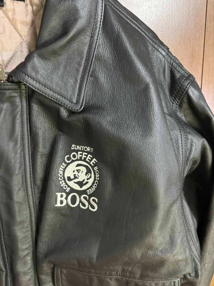 稀少 SUNTORY 1994年 初代 BOSSジャン レザージャケット ロゴ 稀少 SUNTORY 1994年 初代 BOSSジャン レザージャケット ロゴ